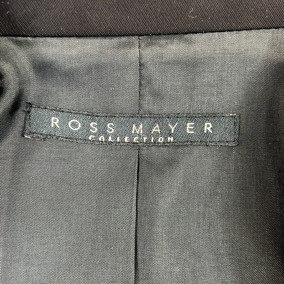 Ross Mayer Elegant Black Long Blazer with Leather Cuffs - Picture 7 of 8